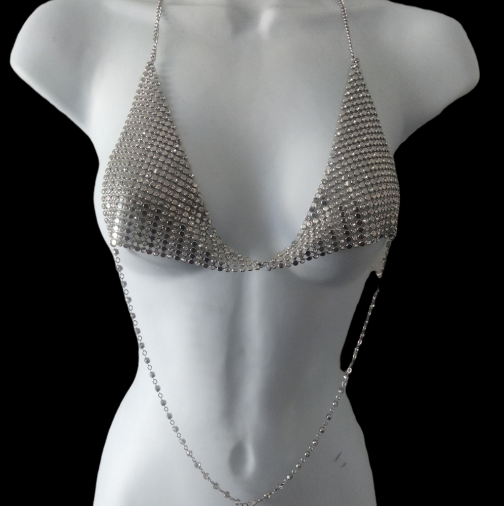 Sequin chain bra